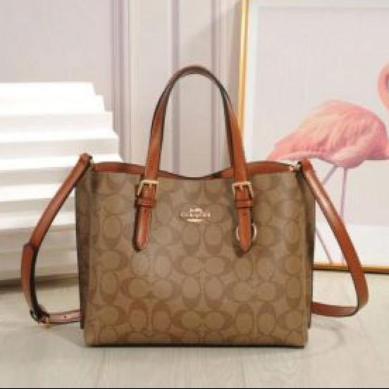 Coach Mollie Leather Tote Bag Medium Size With OG Dust Bag & Shoulder Strap (Brown)