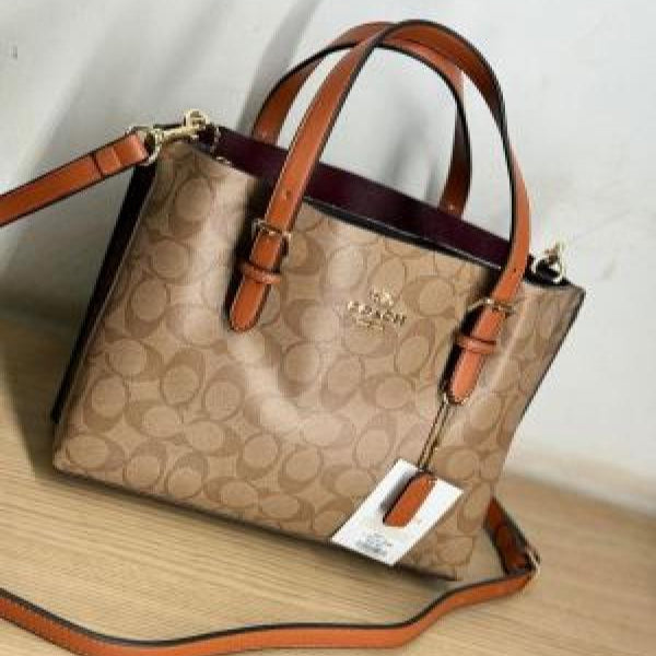 Coach Mollie Leather Tote Bag Medium Size With OG Dust Bag & Shoulder Strap (Brown)